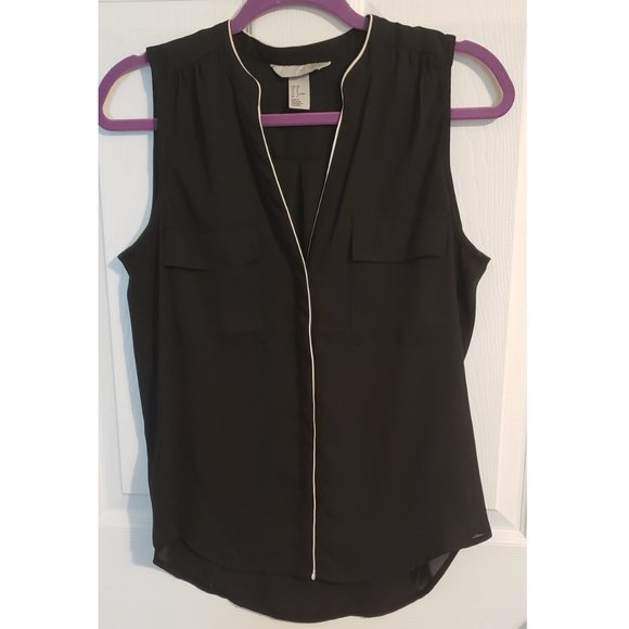 H&M Black Button-up Blouse: Size 8 - Picture 2 of 7